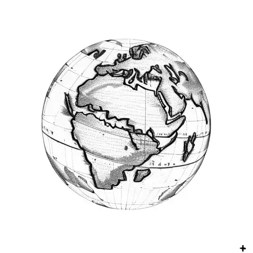 A map of the world with landmarks from famous bike routes tattoo design idea