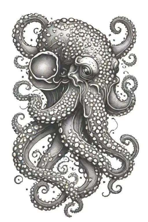 octopus with bison head tattoo design idea