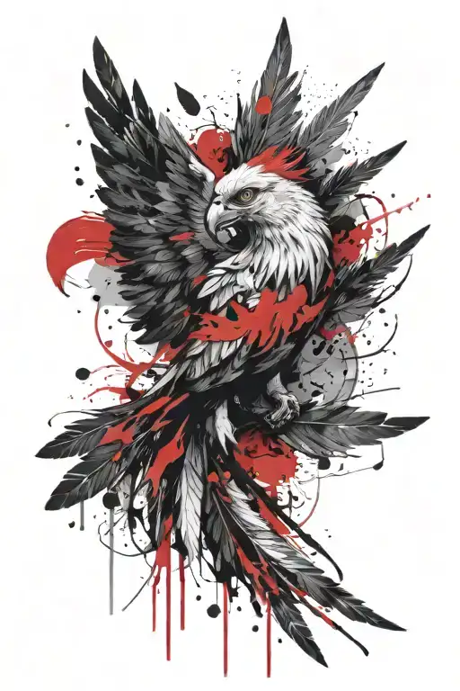 falling ruffled feathers tattoo design idea