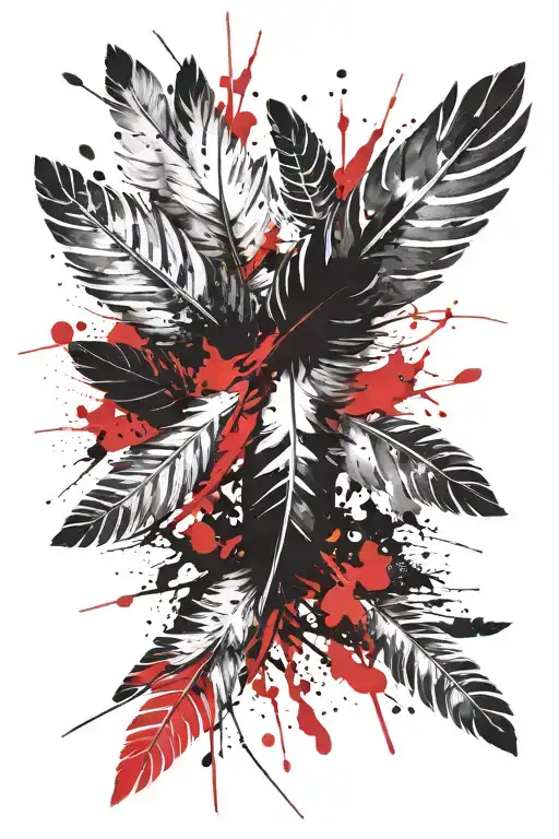 falling feathers tattoo design idea