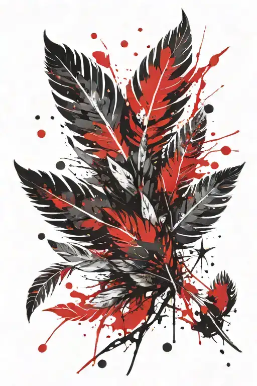 falling feathers tattoo design idea