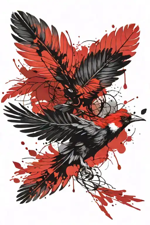 falling feathers tattoo design idea