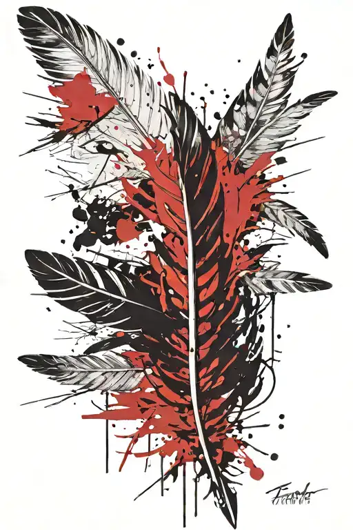 falling feathers tattoo design idea