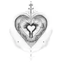 Sacred Heart with word cousin with an close lock tattoo design idea