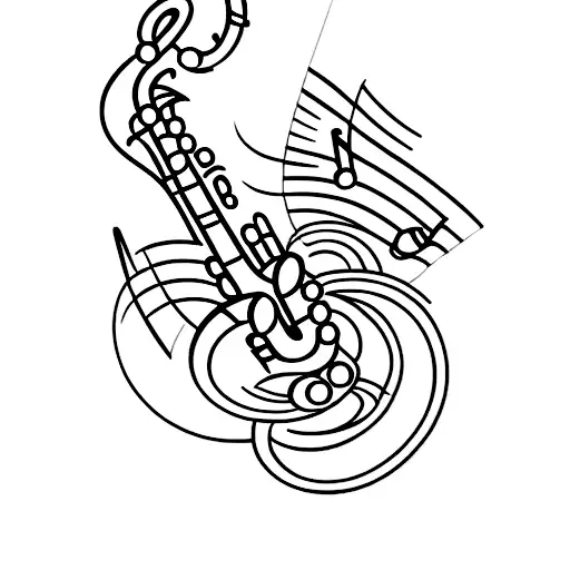  saxophone tattoo design idea