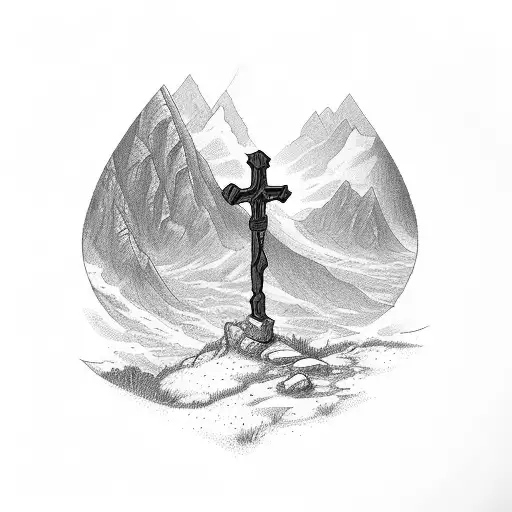 3 crosses on a hill with the verse James 1:17 above it tattoo design idea