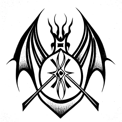 Dragon with cross tattoo design idea