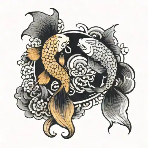 japanese goldfish yin yang tattoo design idea