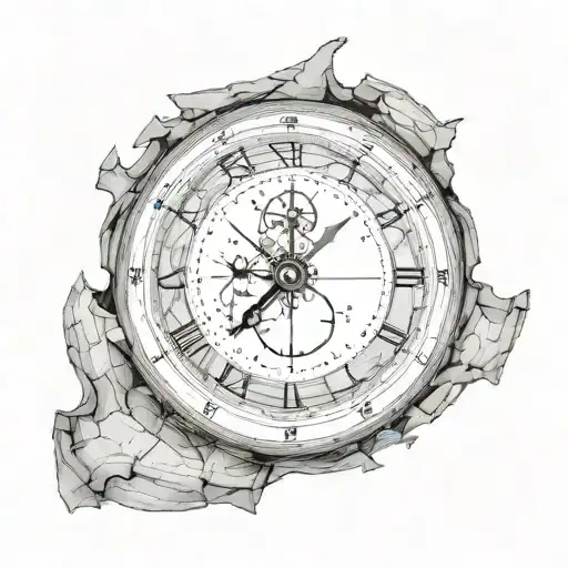 clock earth a d broken pelvis   tattoo design idea