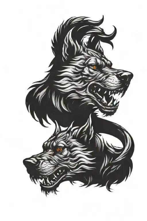cerberus head tattoo design idea