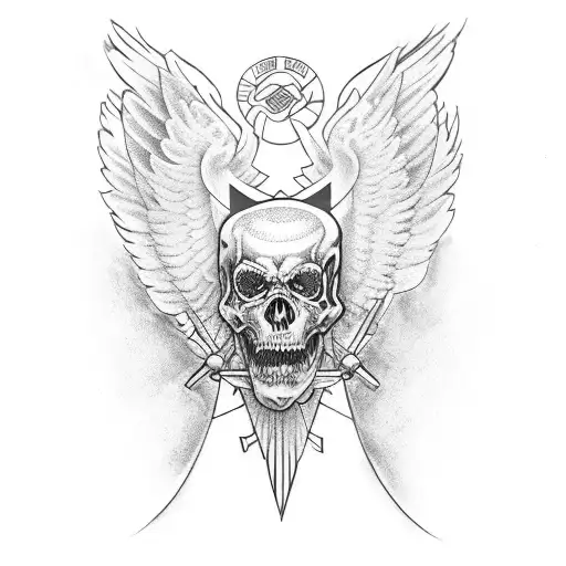 holy cross wings tattoo design idea