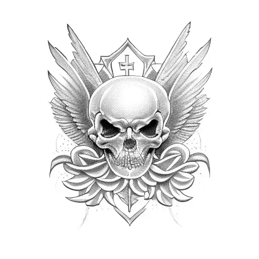 holy cross wings tattoo design idea
