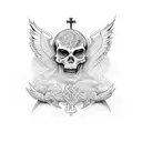 holy cross wings tattoo design idea