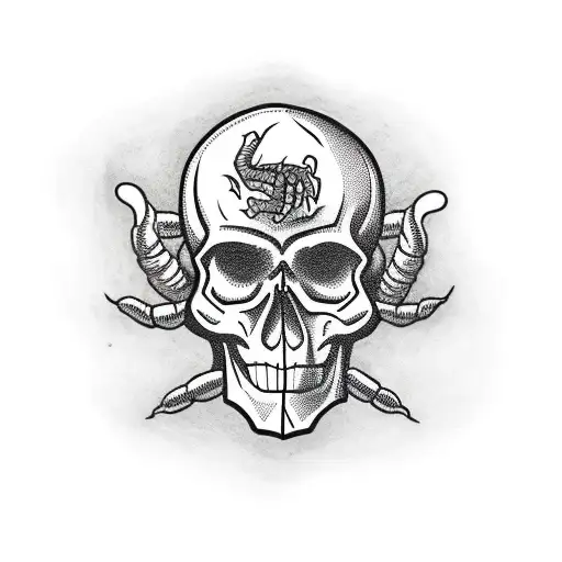 skull with Scorpion  tattoo design idea