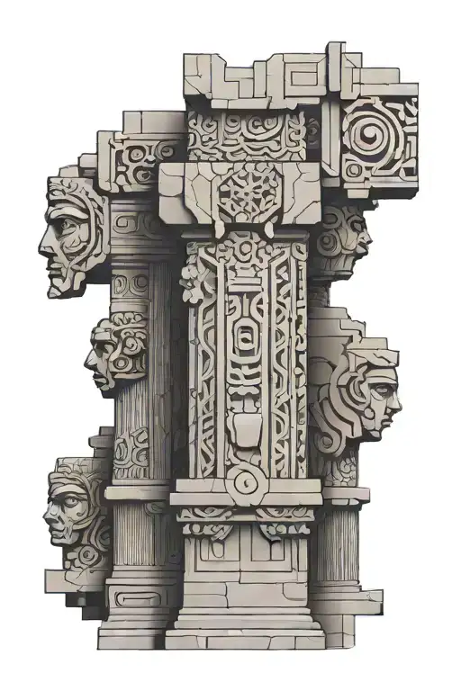 Pillars of Persepolis with soldier  tattoo design idea
