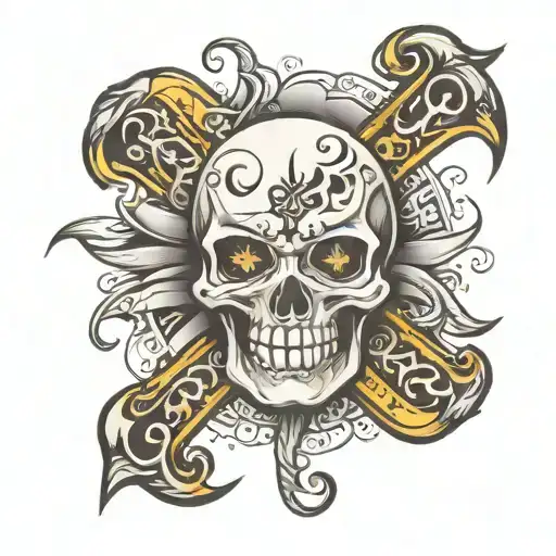 brain cancer ribbon and smiley face tattoo design idea