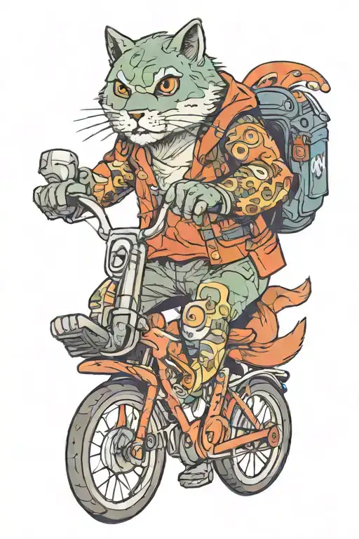 funny animal riding a bike tattoo design idea