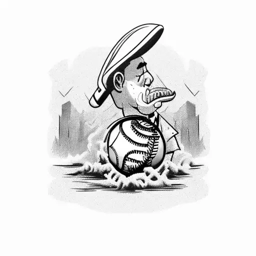 A vintage-style baseball with the words 'Peaky Blinders' incorporated, combining the client's favorite TV show and favorite sport tattoo design idea