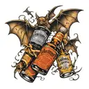 bats flying through Jack Daniel's bottles tattoo design idea