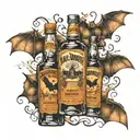 bats flying through Jack Daniel's bottles tattoo design idea