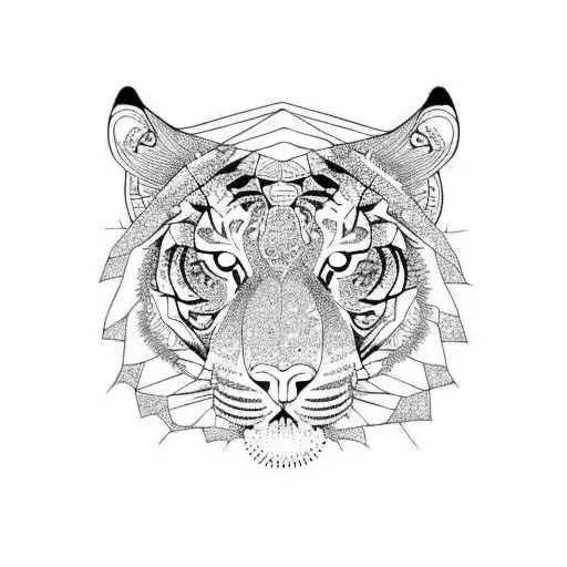 tiger head with mandala background tattoo design idea