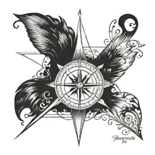 A subtle image of a compass rose with the words 'Find Your True North' in Italian, representing the journey towards spiritual fulfillment tattoo design idea