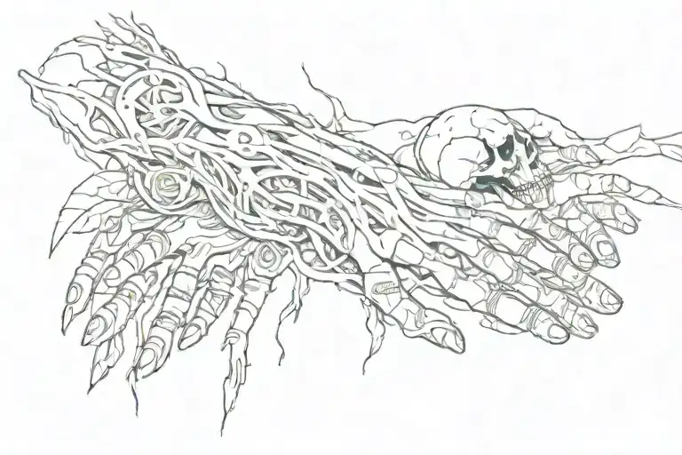 memento mori hands reaching tattoo design idea