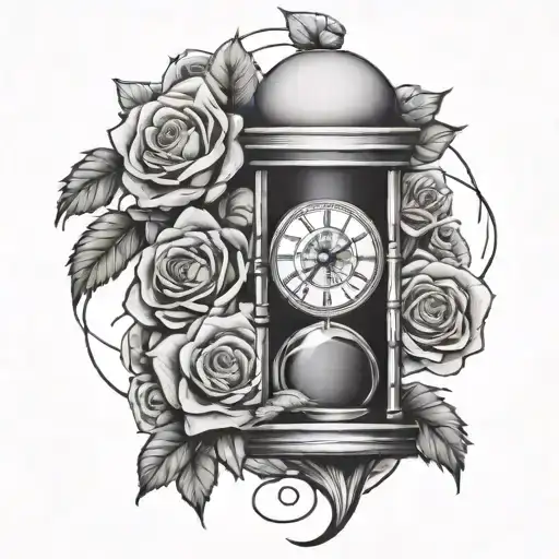 mandela and roses and hourglass filled tattoo design idea