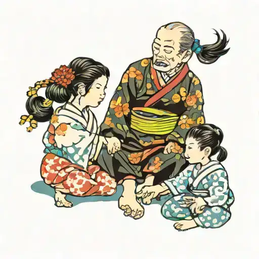 Fahrer and 2 daughters holding hands tattoo design idea