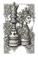 king and queen chess piece tattoo design idea