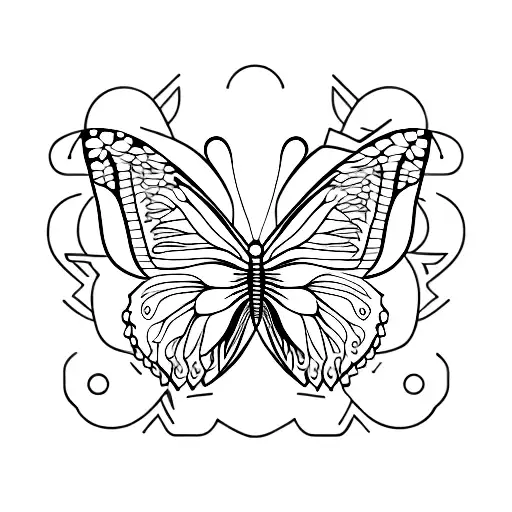 butterfly emoji side veiw profile tattoo design idea