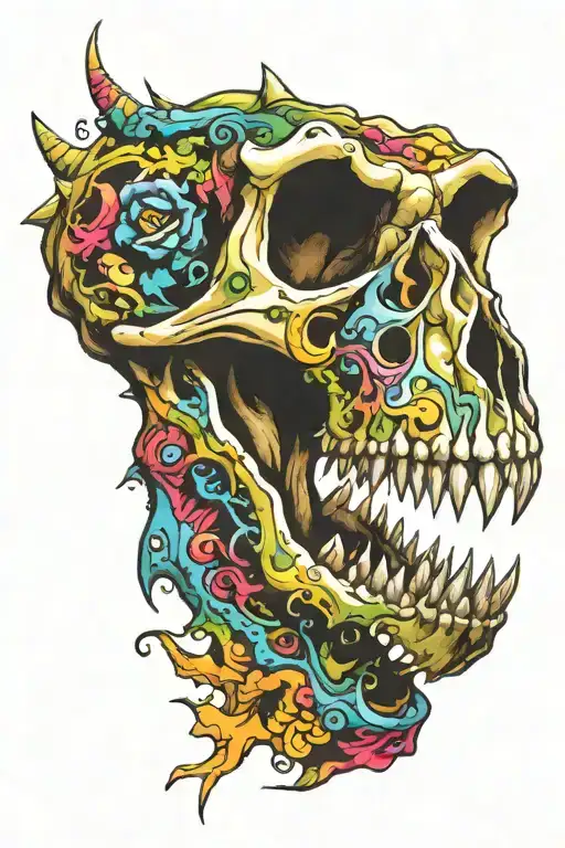 Dinosaur skull tattoo design idea