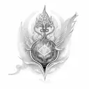 simple sexy small phenix rerising surrounded by symbols of alchemy tattoo design idea