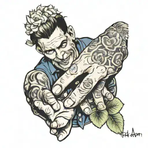 kurt adam touching fingers overlaying tattoo design idea