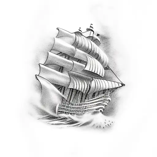 pirate ship guns tattoo design idea