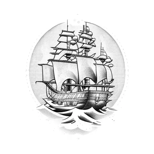 pirate ship guns tattoo design idea
