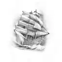 pirate ship guns tattoo design idea