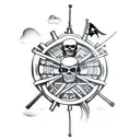 pirate ship guns tattoo design idea
