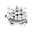 pirate ship guns tattoo design idea