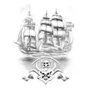 pirate ship guns tattoo design idea
