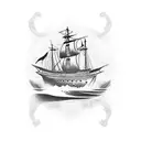 pirate ship guns tattoo design idea