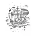 pirate ship guns tattoo design idea