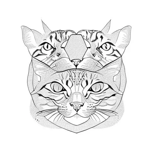 two cats in a frame one tortoise one tabby white tattoo design idea