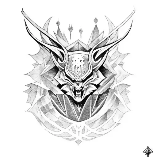 urban legendary creature in forest tattoo design idea