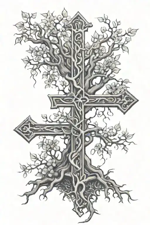 poison tree and cross tattoo design idea