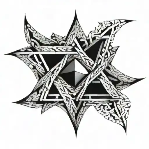 One Jewish star made of six mobius strips tattoo design idea
