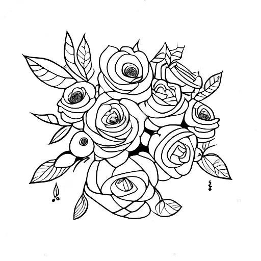 september november bouquet  tattoo design idea
