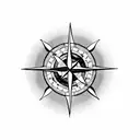 A harpoon piercing through a compass, symbolizing the client's passion for both hunting and navigation tattoo design idea
