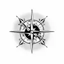 A harpoon piercing through a compass, symbolizing the client's passion for both hunting and navigation tattoo design idea