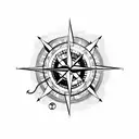 A harpoon piercing through a compass, symbolizing the client's passion for both hunting and navigation tattoo design idea